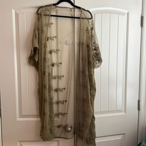 Jade green lace duster